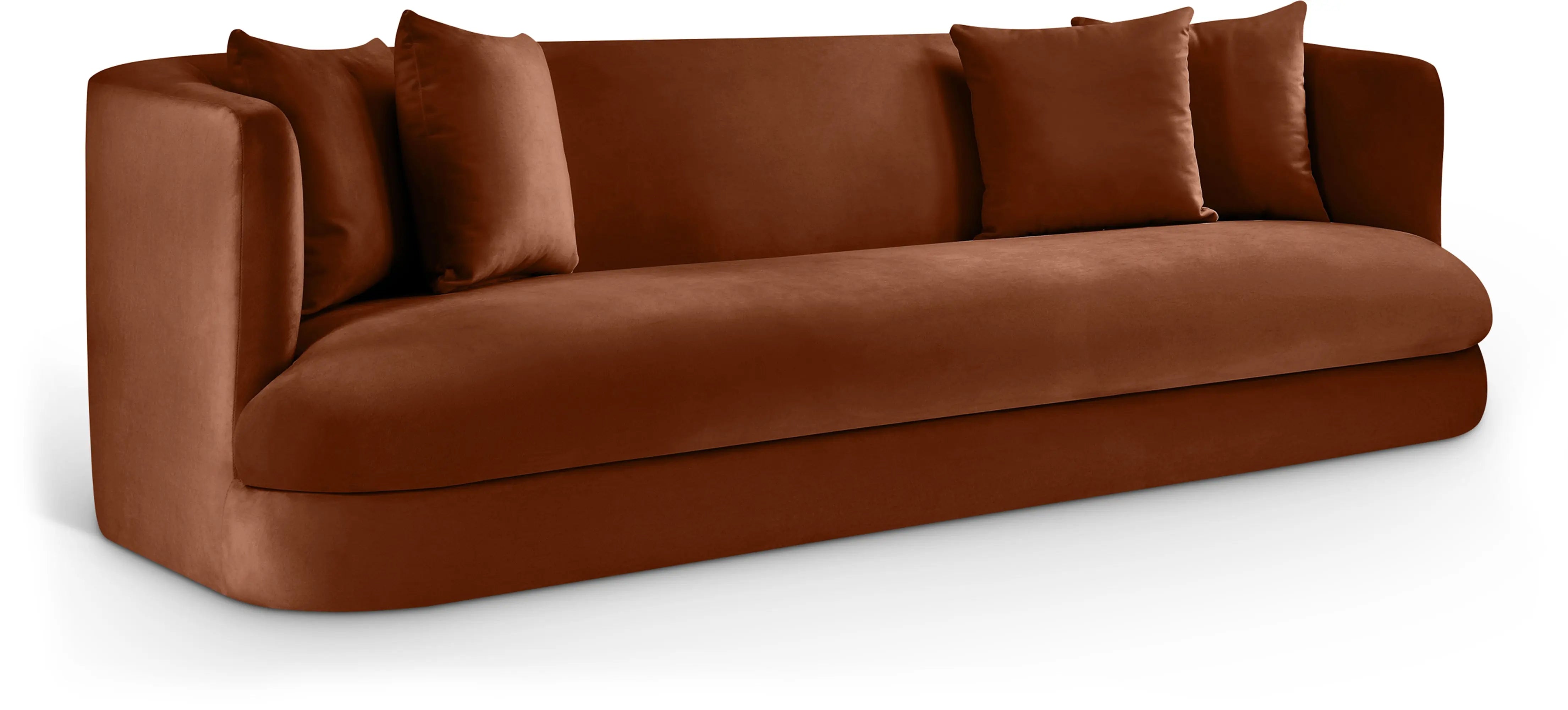 Oasis 93.5" Cognac Velvet Upholstered Sofa | Modern Sofa For Living ...