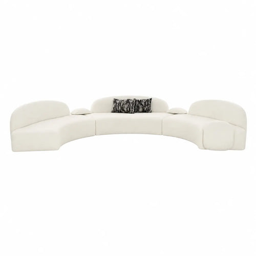Audra 3-Piece Ivory Performance Bouclé Fabric Curved Sectional