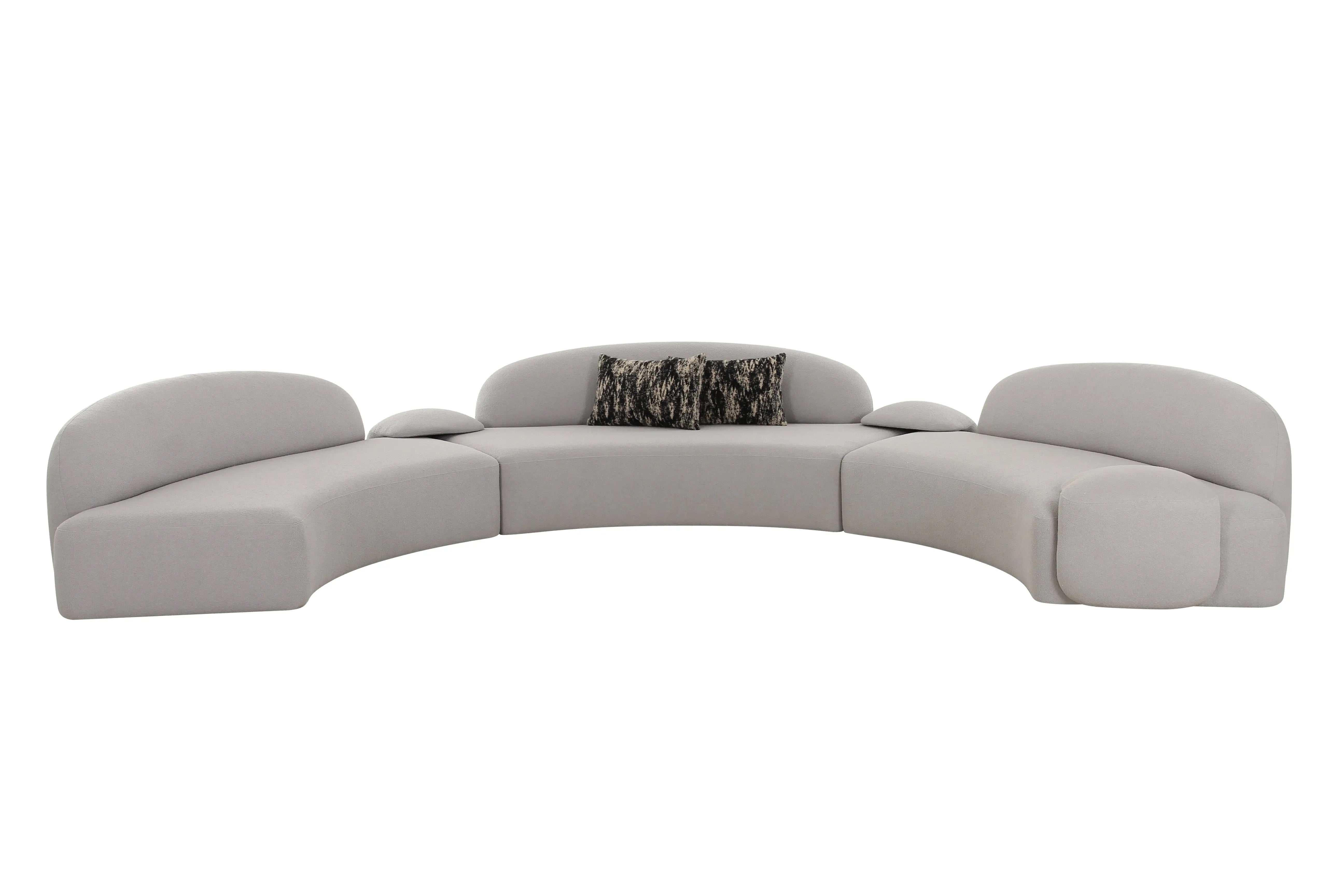 Audra 3PC Grey Performance Boucle Fabric Curved Sectional | Modern ...