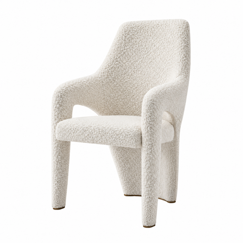 Mara Coast Ivory Faux Shearling High-Back Dining Arm Chair