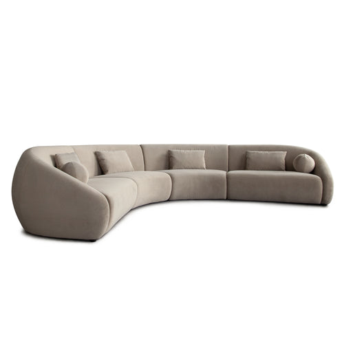 4Pc Vega Sectional Sofa in Fawn Faux Alpaca Fabric