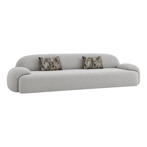 Audra Grey Curved Bouclé Sofa