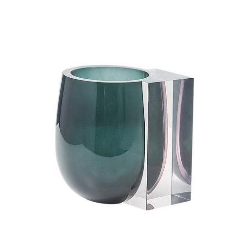 Verde Green & Clear Resin Vase