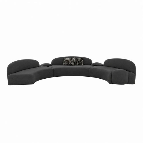 Audra 3-Piece Luxury Sectional Sofa in Charcoal Gray Performance Bouclé Fabric