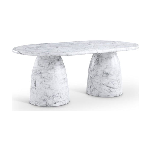 78" Naples Marble Finish Indoor / Outdoor Concrete Dining Table - White