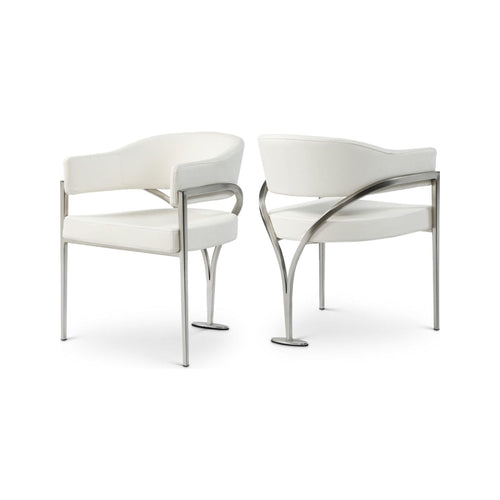 Lenox Cream Faux Leather Dining Chair - Set Of 2 Silver