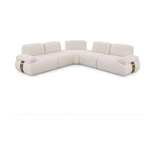 Astor 5-Piece Modular Cream Fabric Sectional