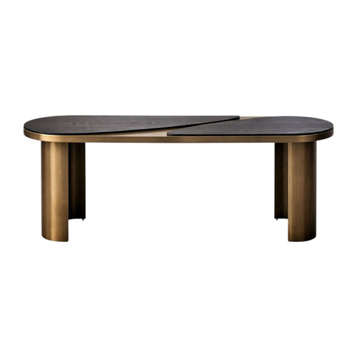 Obsidian Contemporary Entryway Console Table – Black Oak Veneer & Brass Base