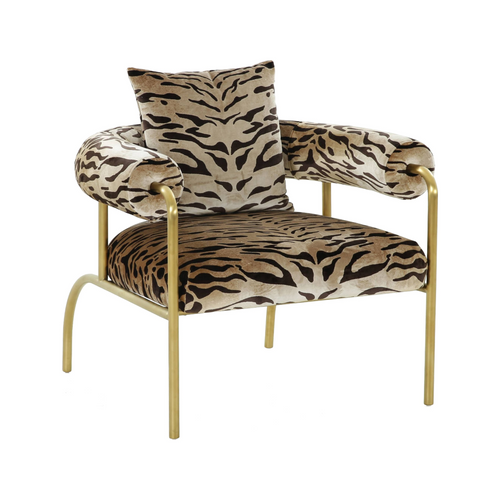 Zurich Gold Zebra Print Accent Chair