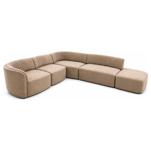 Sullivan 5 Piece Modular Velvet Sectional in Sandstone Taupe
