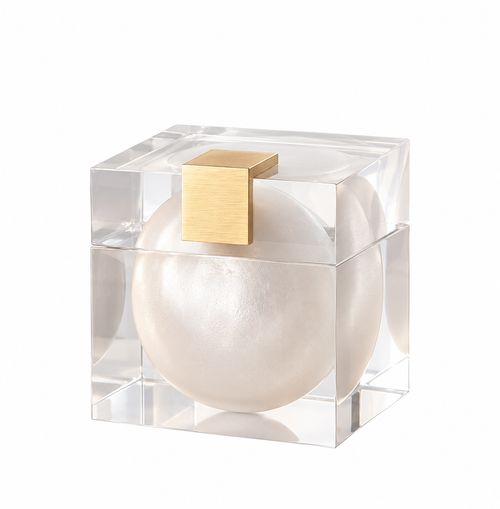 White Pearl Cube Acrylic Decorative Box