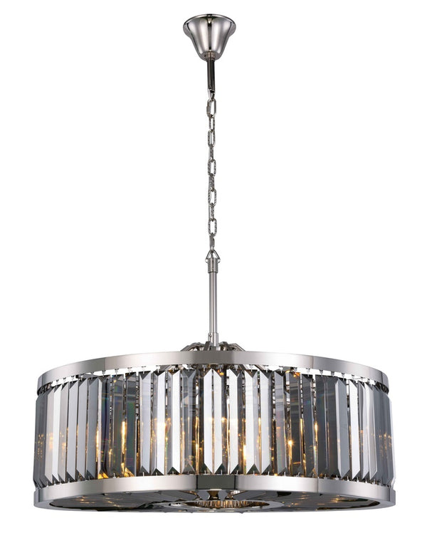 35.5" Greenwich 10 Light Crystal Chandelier In Polished Nickel With Royal Cut Silver Shade Grey Crystal