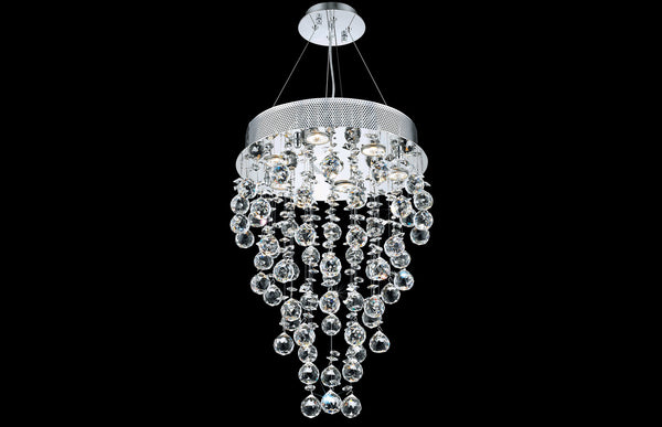 Belvedere Pendant 7 Light 16 inch Chrome Dining Chandelier Ceiling Light in GU10, Royal Cut