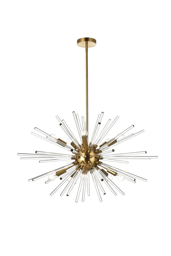 Porto 10 Light 32" Wide Crystal Sputnik Chandelier with Clear Royal Cut Crystals GOLD