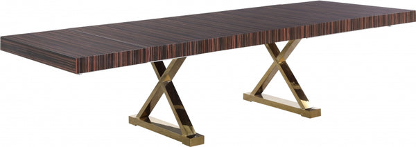 84" - 123.5" Lacquer Maxi Extendable 2 Leaf Dining Table - Brown Zebra Wood