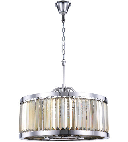28" Greenwich 8 Light Crystal Chandelier - Golden Teak
