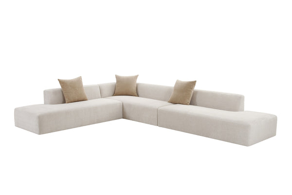 3Pc Larry Stone Chenille Fabric Sectional