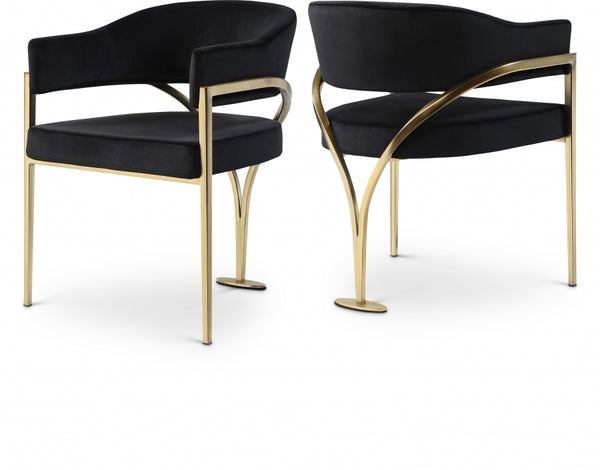 Lenox Black Velvet Dining Chair - Set of 2 GOLD