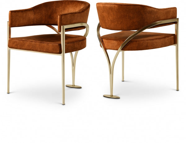 Lenox Cognac Velvet Dining Chair - Set of 2 GOLD