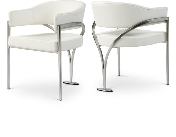 Lenox Cream Faux Leather Dining Chair - Set of 2 SILVER