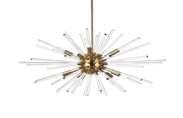 Porto 10 Light 36" Wide Crystal Sputnik Chandelier with Clear Royal Cut Crystals GOLD