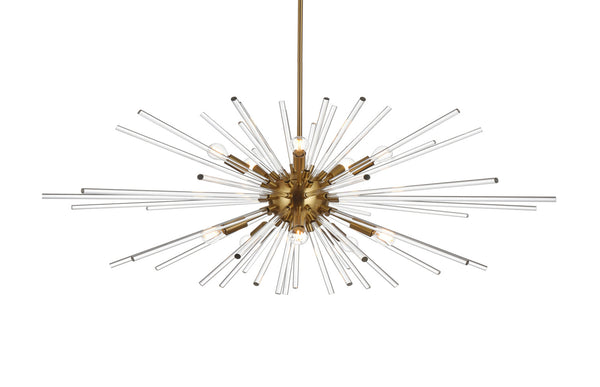 Porto 10 Light 46" Wide Crystal Sputnik Chandelier with Clear Royal Cut Crystals GOLD