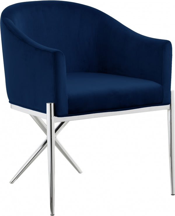 Zena X Blue Velvet dining chair Chrome