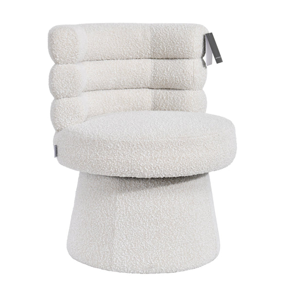 Zyra Ivory Bouclé Swivel Dining Chair