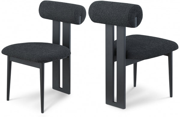 Dalia Black Boucle Fabric Dining Chair - Set of 2