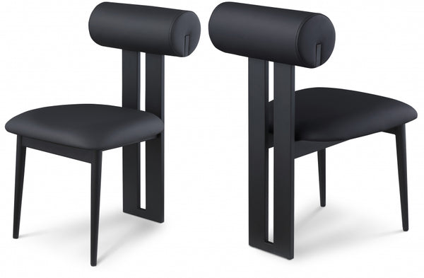 Dalia Vegan Black Leather Dining Chair Set of 2