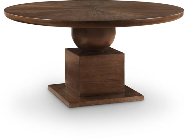 60" Albany Solid Brown Walnut Wood And Oak Veneer Dining Table