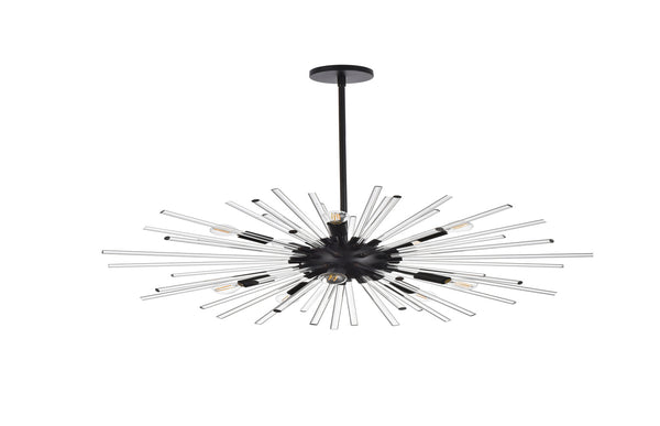 Porto 10 Light 36" Wide Crystal Sputnik Chandelier with Clear Royal Cut Crystals BLACK