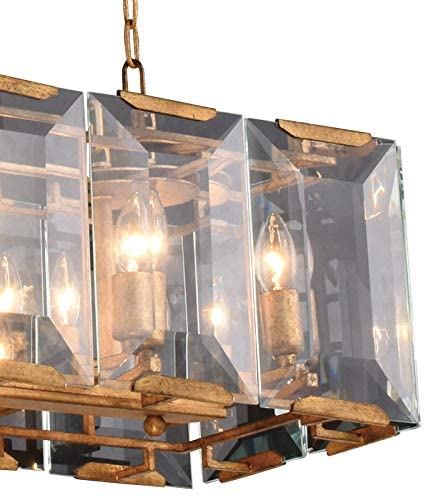 40" Iceberg Collection Pendant Lamp Golden Iron Finish Glass Crystal (Clear)