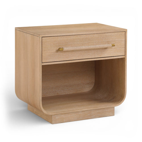 Skylar 28" Walnut Rattan Handle And Solid Wood Nightstand