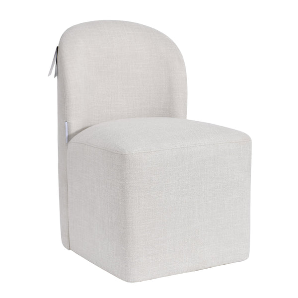 Ophira Beige Upholstered Fabric Dining Chair with Casters