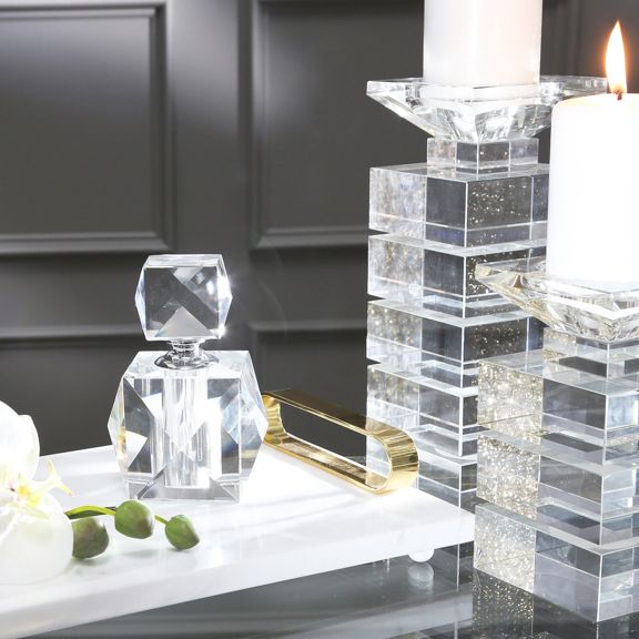 Home Square Crystal Perfume Bottle, 6"