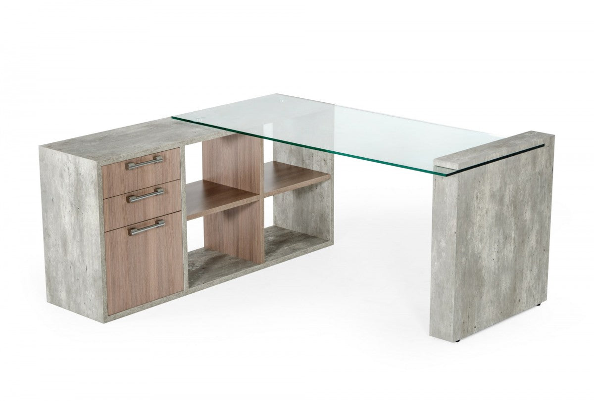 Harvard Glass And Concrete Reversible Desk | Modern Furniture – Modern ...