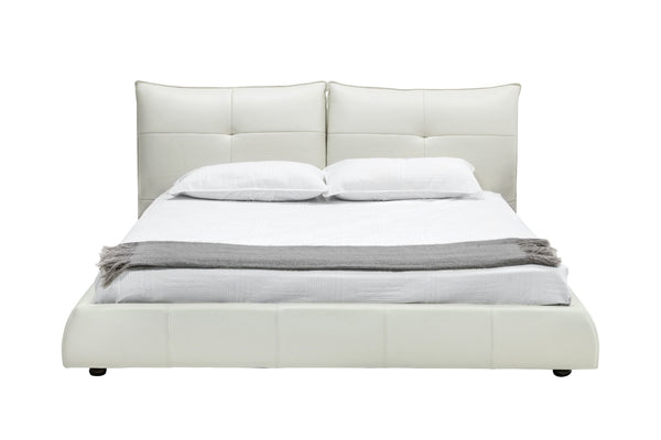 Fabio Modern White Leather Bed