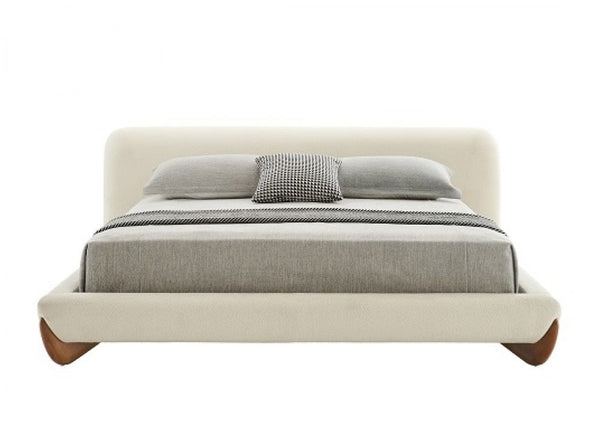 Cascade Contemporary Cream Fabric and Walnut Bed