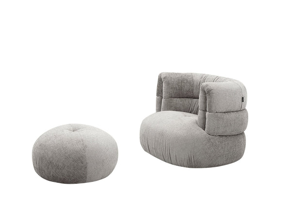Esmeralda Modern Grey Fabric Accent Chair + Ottoman