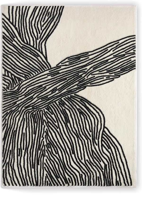 Zara Noir Black and White Abstract Area Rug