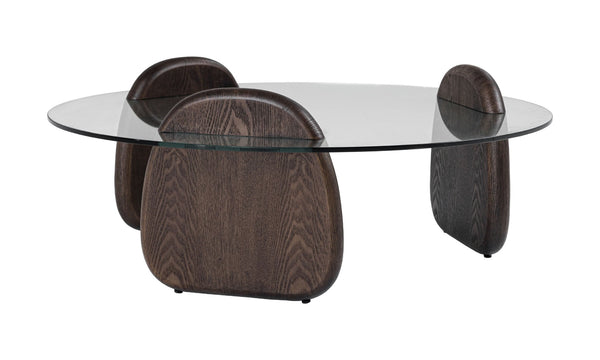 Jacobsen Mid-Century Modern Glass + Dark Walnut Coffee Table