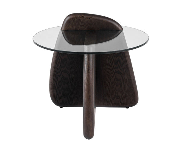 Jacobsen Mid-Century Modern Glass + Dark Walnut End Table