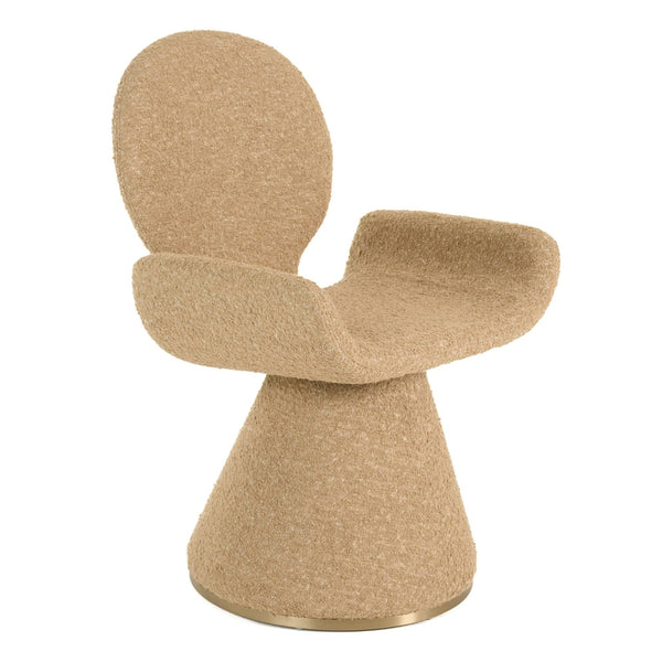 Odessa Contemporary Beige Fabric + Brushed Black Gun Dining Chair