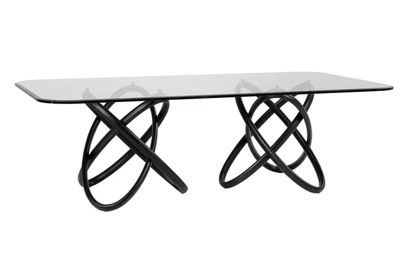 Modern FLUX Glass & Black Ash Dining Table