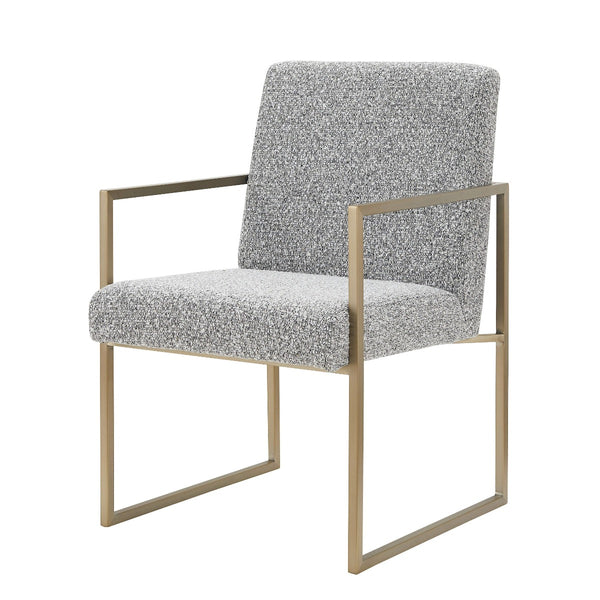 Plato- Modern Grey Fabric + Antique Brass Dining Chair
