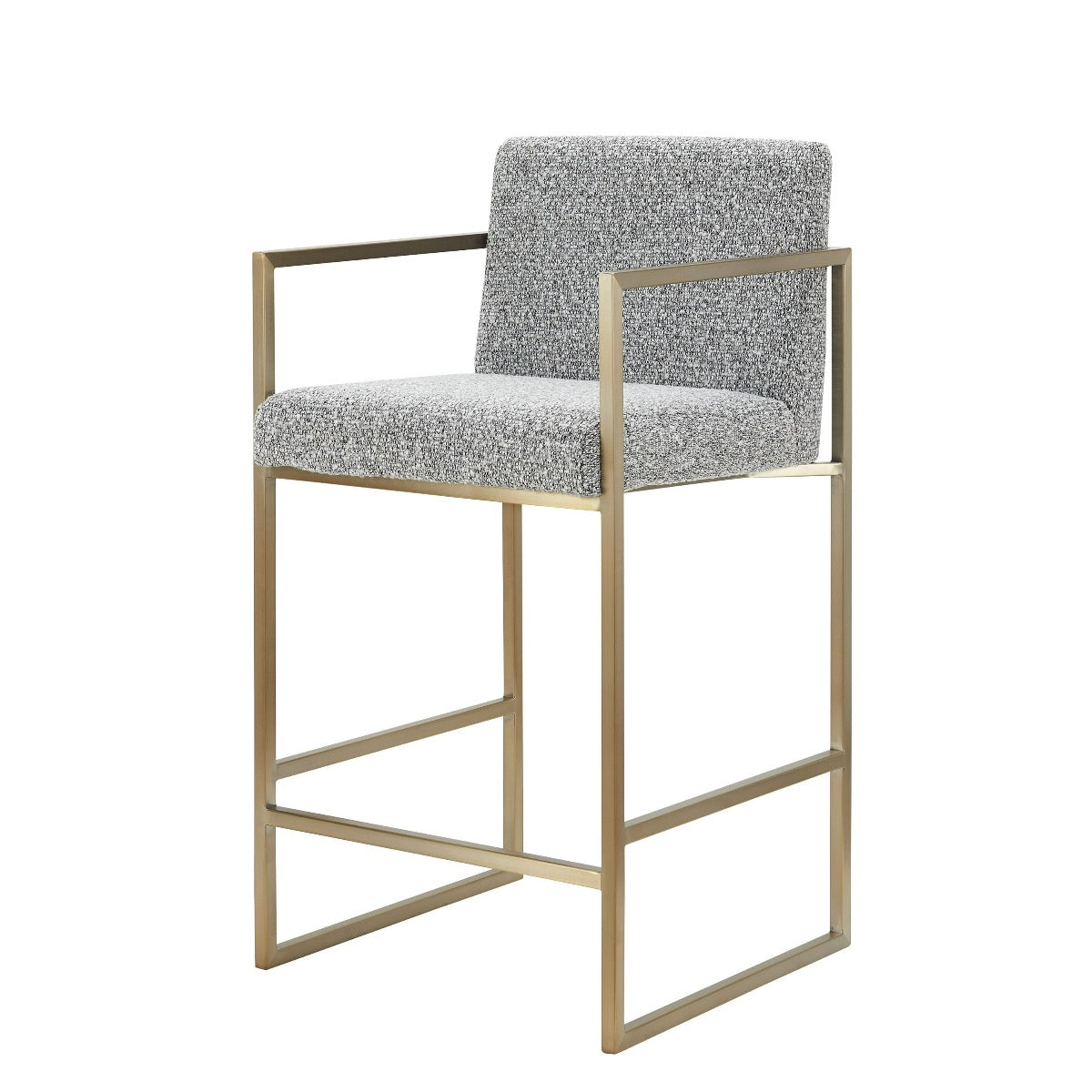 Plato Modern Grey Fabric + Antique Brass Counter Chair – Modern Contempo