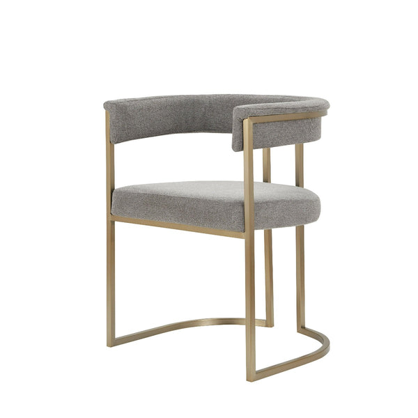 Adrienne Modern Grey Fabric + Antique Brass Dining Chair