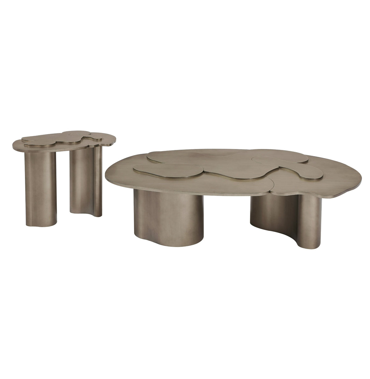Monaco Antique Brass Nesting Coffee Table Set Linea Urbano