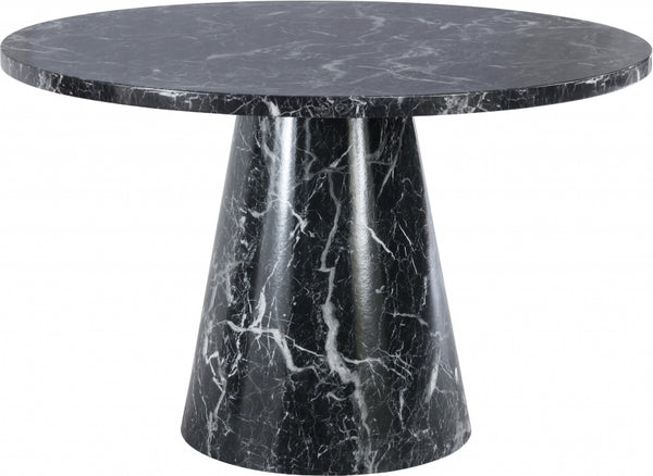 48" Omega Black Faux Marble Round Dining table